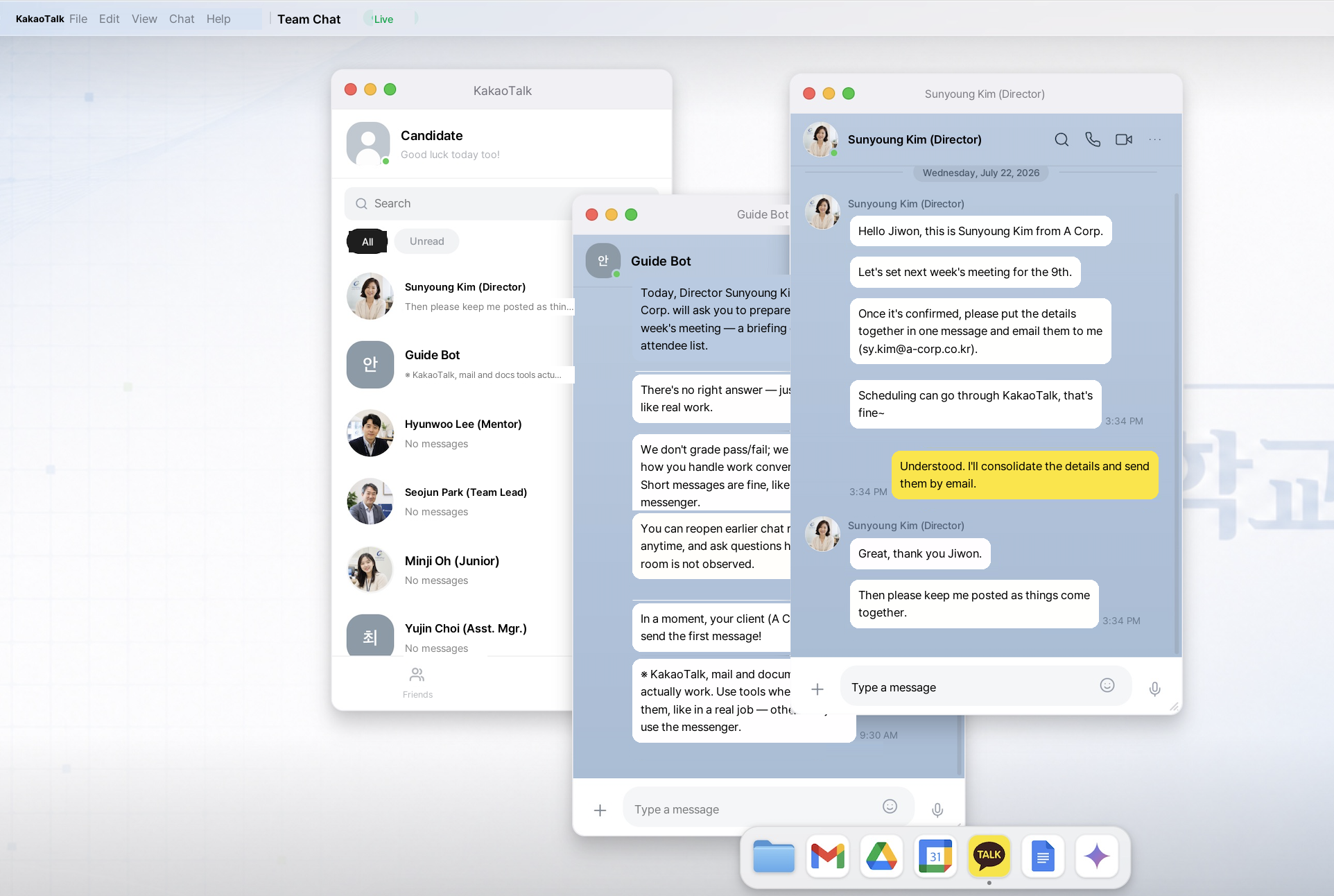 Work conversations with managers and colleagues in the virtual OS